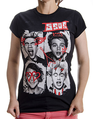 5 Seconds of Summer t-shirt, Doodle Faces, ladies