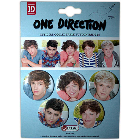 One Direction button badges – 5 pieces průměr 30 mm, Phase 2 Blue