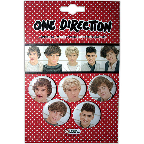 One Direction button badges – 5 pieces průměr 30 mm, Phase 3 Red