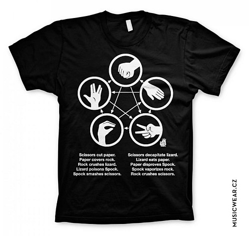 Big Bang Theory t-shirt, Sheldons Rock Paper Scissors Lizard Game, men´s