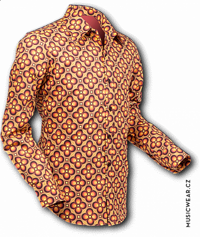 Pete Chenaski shirt, Dotsgrid Brown & Orange, men´s