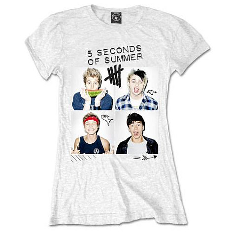 5 Seconds of Summer t-shirt, Scribbles Skinny Fit Girly, ladies