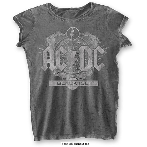 AC/DC t-shirt, Black Ice Burnout Charcoal, ladies