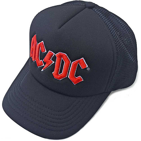 AC/DC snapback, Red Logo Mesh Back Black