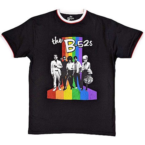 The B-52s t-shirt, Rainbow Stripes Ringer Black, men´s