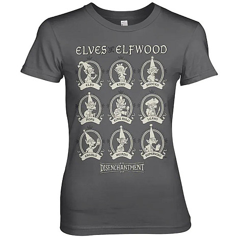 Disenchantment t-shirt, Elves Of Elfwood Girly Dark Grey, ladies