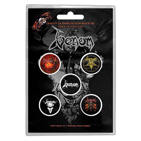 Venom button badges – 5 pieces průměr 25 mm, Black Metal