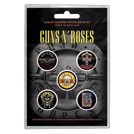 Guns N Roses button badges – 5 pieces průměr 25 mm, Bullet Logo