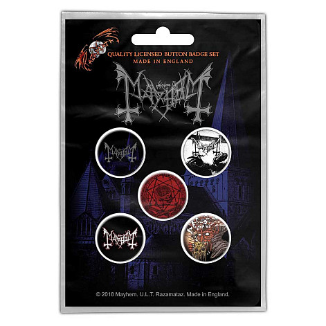 Mayhem button badges – 5 pieces, De Mysteriis Dom Sathanas