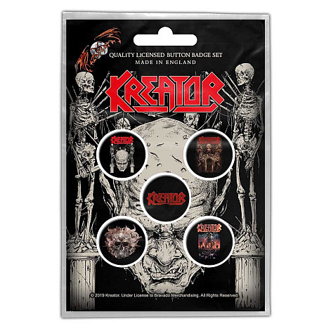 Kreator button badges – 5 pieces 25 mm, Skull & Skeletons