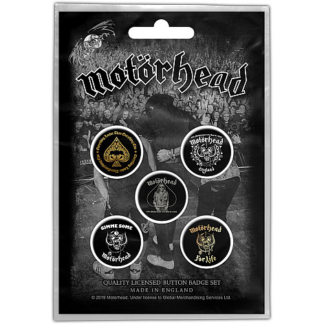 Motorhead button badges – 5 pieces 25 mm, Clean Your Clock