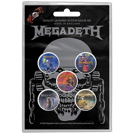 Megadeth button badges – 5 pieces, Vic Rattlehead