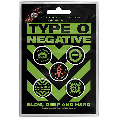 Type O Negative button badges – 5 pieces průměr 25 mm, Slow, Deep & Hard