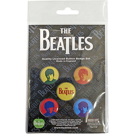 The Beatles button badges – 5 pieces průměr 25 mm, J,P,G&R Coloured