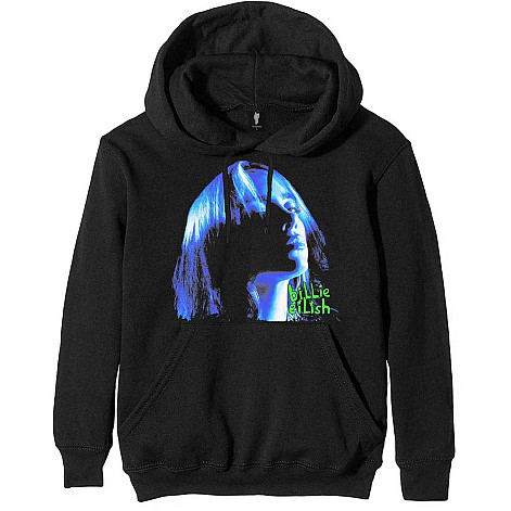 Billie Eilish mikina, Neon Shadow Blue Hoodie Black, men´s