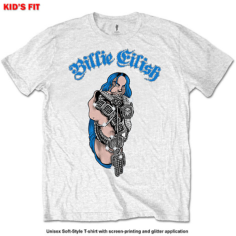 Billie Eilish t-shirt, Bling Glitter White, kids
