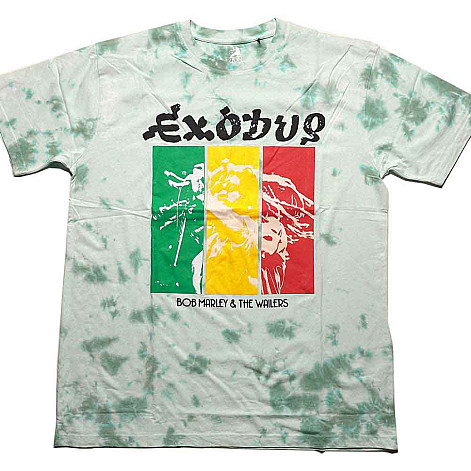 Bob Marley t-shirt, Rasta Colours Dye Wash Green, men´s