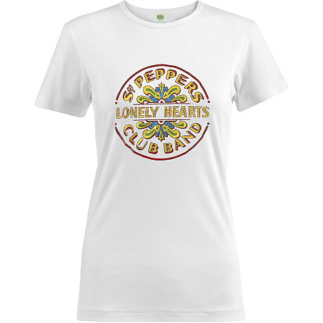 The Beatles t-shirt, Sgt Pepper Drum Colour Foiled White, ladies