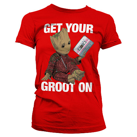 Strážci Galaxie t-shirt, Get Your Groot On Girly Red, ladies