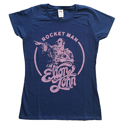 Elton John t-shirt, Rocketman Circle Point Girly Navy Blue, ladies