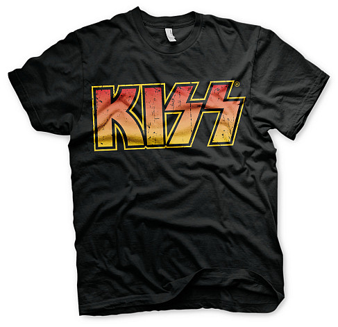 KISS t-shirt, Distressed Logotype Black, men´s