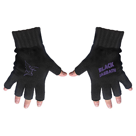 Black Sabbath fingerless gloves, Purple Logo & Devil