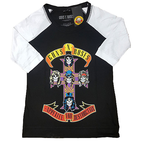 Guns N Roses t-shirt, Appetite For Destruction Raglan Black&White, ladies