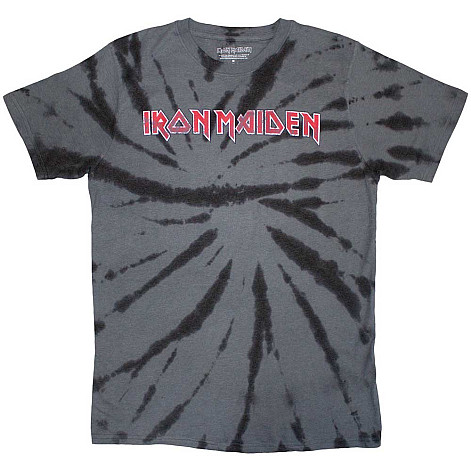 Iron Maiden t-shirt, Logo Dip Dye Wash Charcoal Grey, men´s