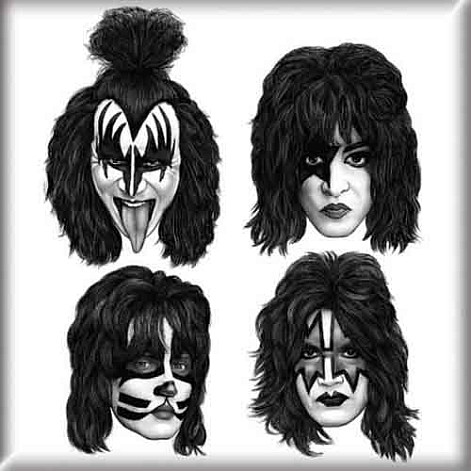 KISS magnet na lednici 75mm x 75mm, Graphite Faces