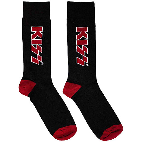 KISS ponožky, Red Logo Black, unisex - velikost 6 až 11 (39 - 45)