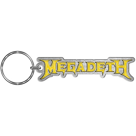 Megadeth keychain 55x14 mm, Yellow Logo Enamel In-Fill