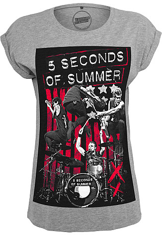 5 Seconds of Summer t-shirt, 5SOS Longprint Girly Grey, ladies