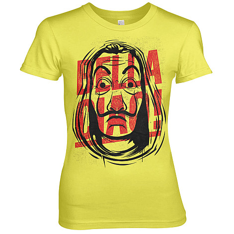 La Casa De Papel t-shirt, Masked Bella Ciao Girly Yellow, ladies