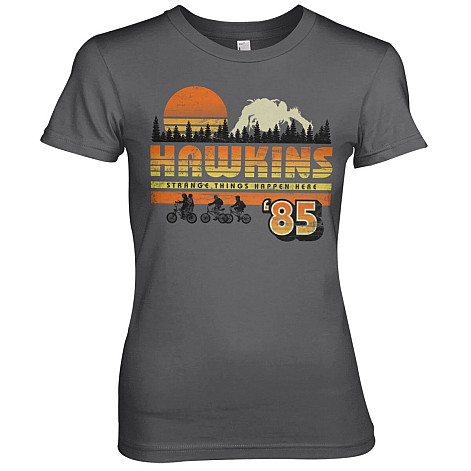 Stranger Things t-shirt, Hawkins '85 Vintage Girly Dark Grey, ladies