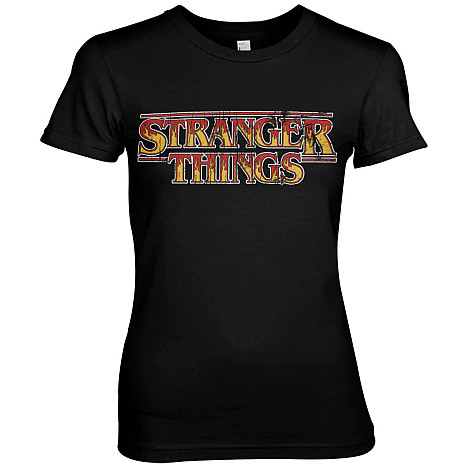 Stranger Things t-shirt, Fire Logo Girly Black, ladies