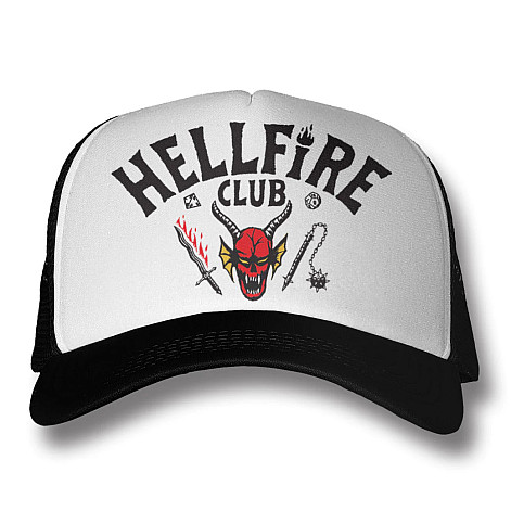 Stranger Things snapback, Hellfire Club Trucker White Black, unisex