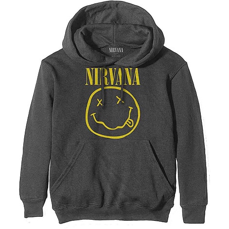 Nirvana mikina, Yellow Happy Face Charcoal Grey, men´s