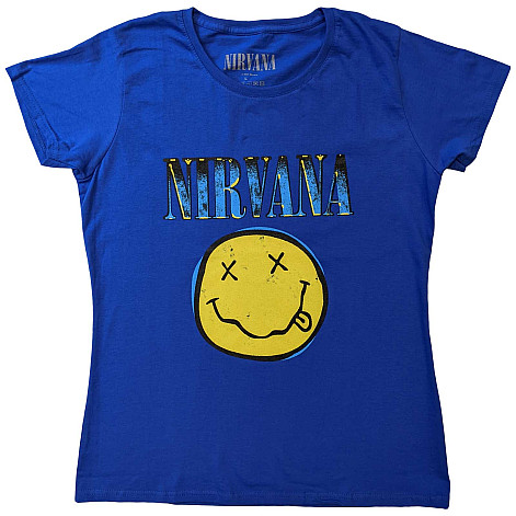 Nirvana t-shirt, Xerox Smiley Blue, ladies