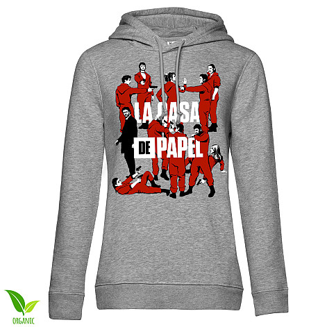 La Casa De Papel mikina, La Pandilla Hoodie Organic Girly Grey, ladies