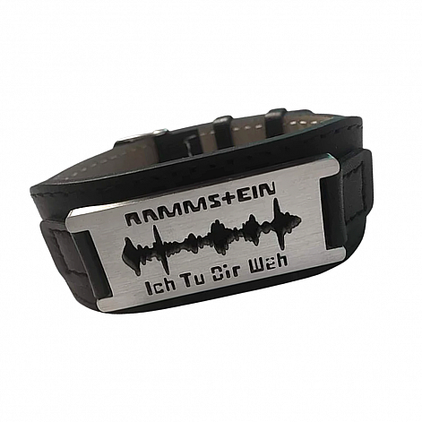 Rammstein kožený bracelet 24 x 3 cm s nerez štítkem, Ich tu Dir weh, unisex