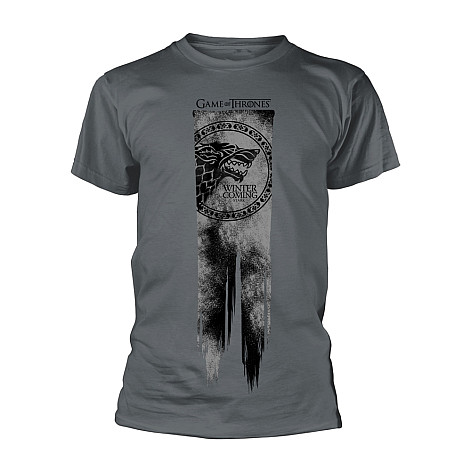 Hra o trůny t-shirt, Stark Flag-Winter Is Coming, men´s