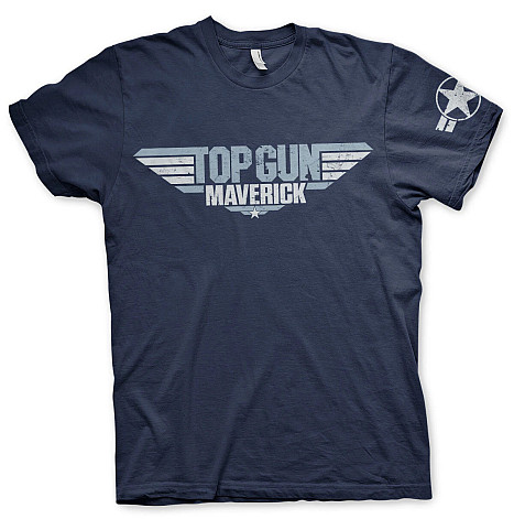 Top Gun t-shirt, Maverick Distressed Logo Navy, men´s