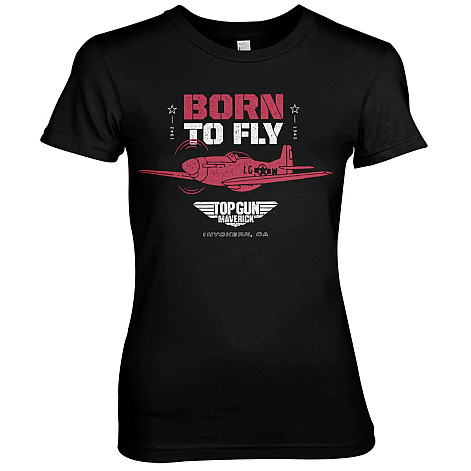 Top Gun t-shirt, Born To Fly Girly Black, ladies