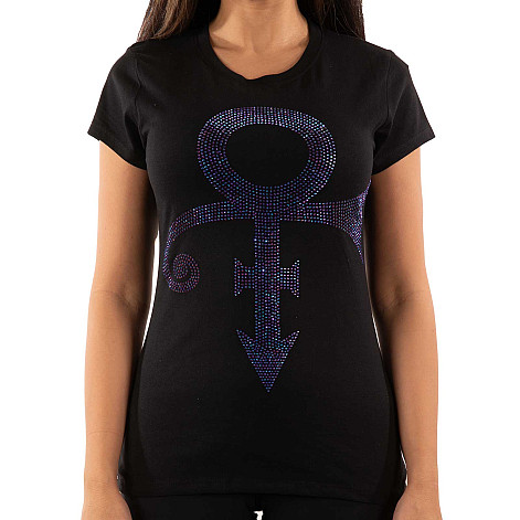 Prince t-shirt, Purple Symbol Diamante Black, ladies