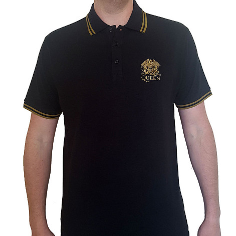 Queen t-shirt, Crest Logo Polo Black, men´s