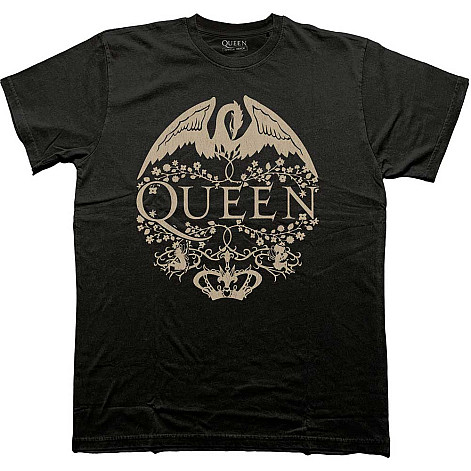 Queen t-shirt, Floral Crest Mono Black, men´s