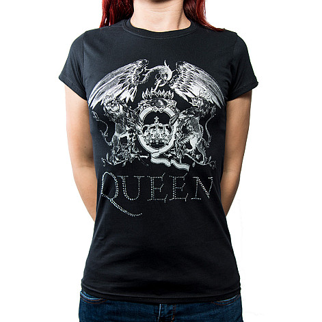 Queen t-shirt, Crest Logo Diamante, ladies