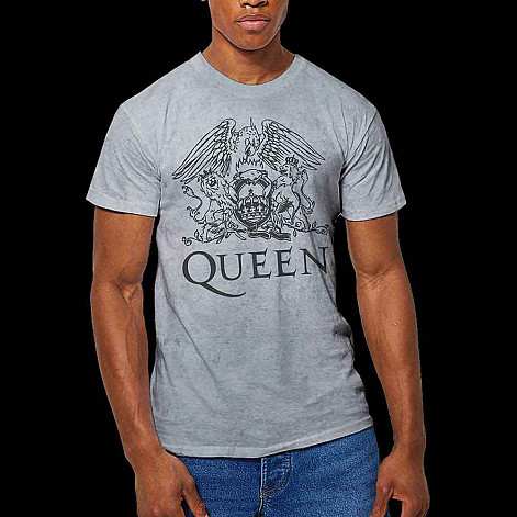 Queen t-shirt, Crest Dip Dye Wash White, men´s