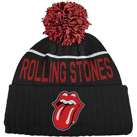 Rolling Stones winter beanie cap, Classic Tongue Bobble Black