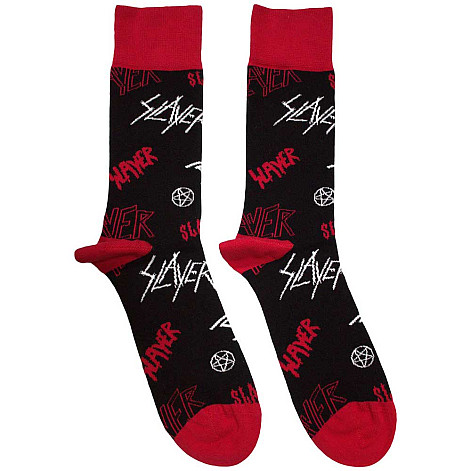 Slayer ponožky, Logos Pattern Black, unisex - velikost 7 až 11 (40 až 45)